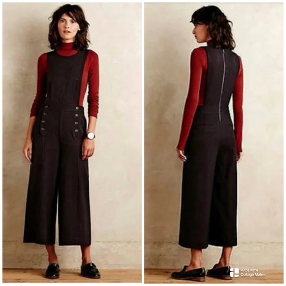 NWOT Cartonnier Anthropologie CROP Jumpsuit Sleeveless Design and Wide-Leg Pants